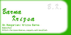 barna krizsa business card